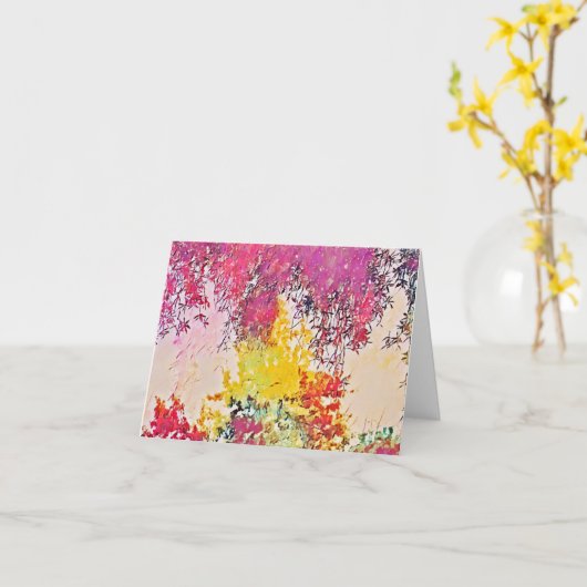 Abstrakte Impressionistin Trees Art Note Card Karte (Gelbe Blume)