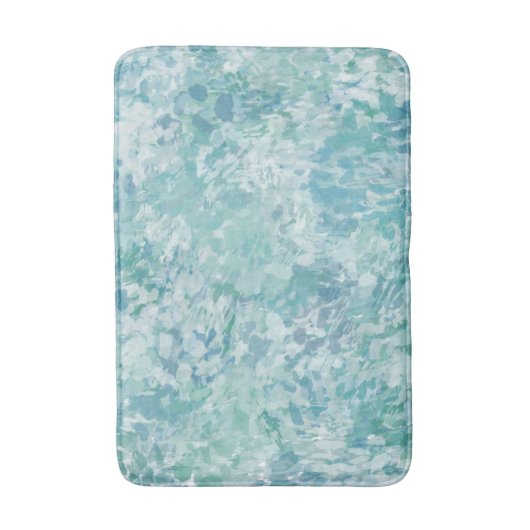 Abstrakte impressionistisch blaue Minzmatte Badematte (Vorderseite Vertikal)