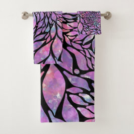 Abstrakte impressionistische Blätter Badhandtuch Set