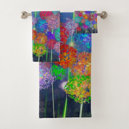 Abstrakte impressionistische Feld der Blume Badhandtuch Set (Insitu)