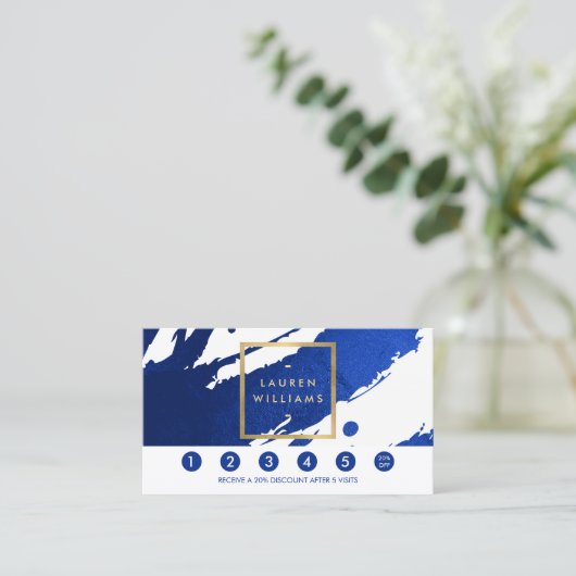 Abstrakte Indigo Blue Brushstrokes Treuekarte (Stehend Vorderseite)