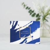 Abstrakte Indigo Blue Pinselstriche Postkarte (Stehend Vorderseite)
