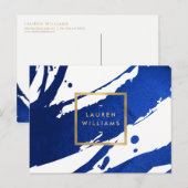 Abstrakte Indigo Blue Pinselstriche Postkarte (Vorne/Hinten)