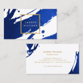 Abstrakte Indigo Blue Pinselstriche Visitenkarte (Vorne/Hinten)