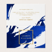 Abstrakte Indigo Blue Pinselstriche Visitenkarten (Außenseite Aufgefaltet)