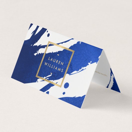 Abstrakte Indigo Blue Pinselstriche Visitenkarten (Vorderseite)