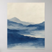 Abstrakte Indigo-Terrain-Wandkunst Poster (Vorne)