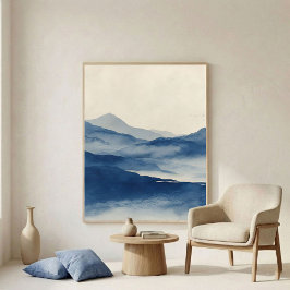 Abstrakte Indigo-Terrain-Wandkunst Poster