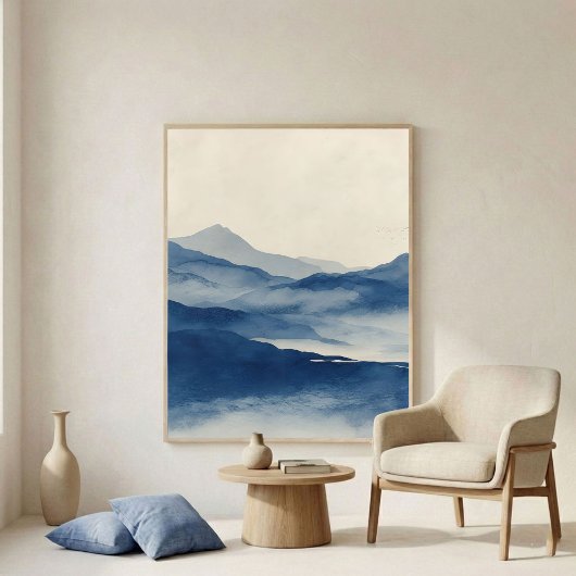 Abstrakte Indigo-Terrain-Wandkunst Poster