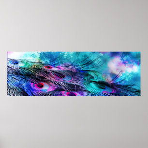 Abstrakte Iridescent Peacock Feathers Poster