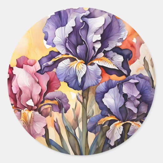 Abstrakte Iris-Blume Runder Aufkleber (Vorderseite)