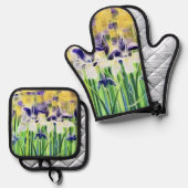 Abstrakte Iris-Topflappen-Set Ofenhandschuh & Topflappen-Set (Vorderseite/Rückseite)