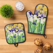 Abstrakte Iris-Topflappen-Set Ofenhandschuh & Topflappen-Set (Oben Unten)