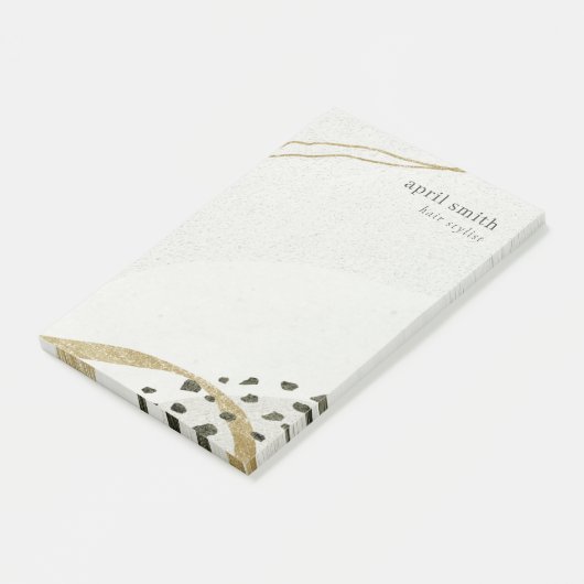 Abstrakte Ivory Gold Black Gray Stone Textur Post-it Klebezettel (angewinkelt)