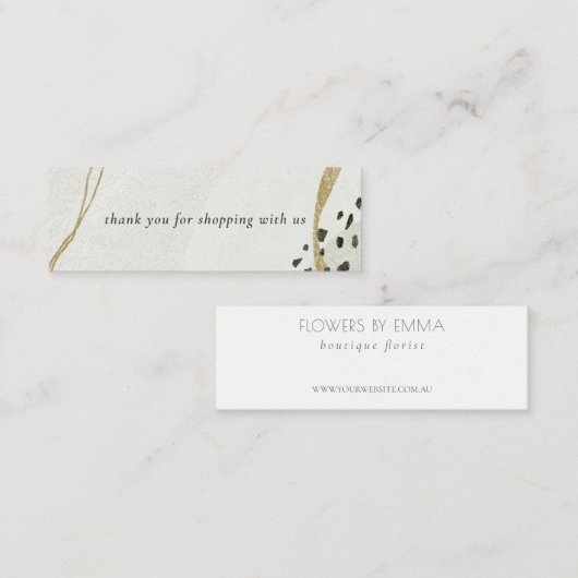 Abstrakte Ivory Gold Black Gray Stone Vielen Dank Mini Visitenkarte (Vorne/Hinten)