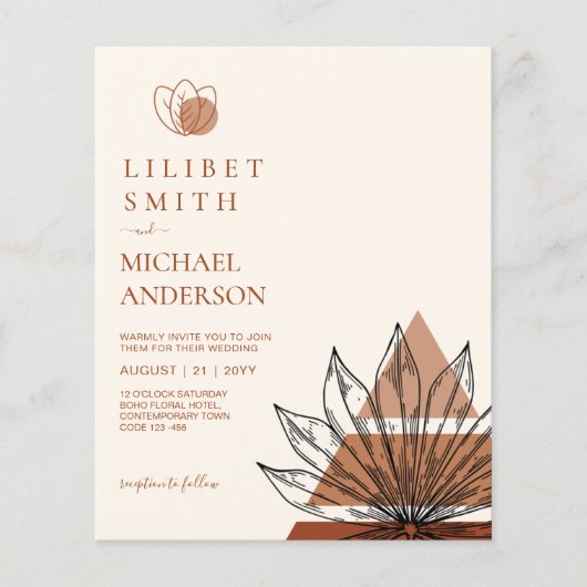 Abstrakte Japandi-Skandinavische Hochzeit (Vorderseite)