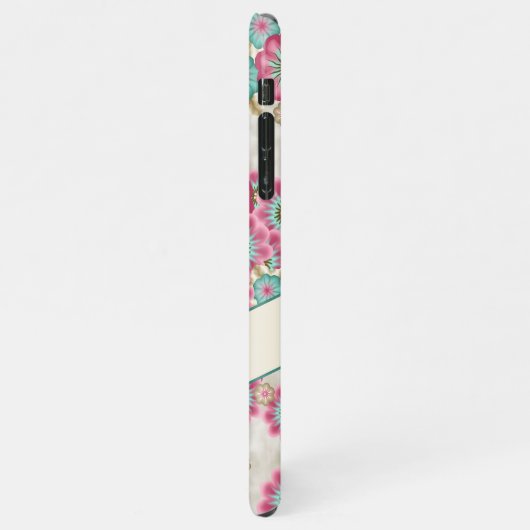 Abstrakte japanische Blume Art Muster iPhone Hülle (Linke Seite)