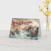 Abstrakte japanische Landschaft mit Sakura Blossom Karte (Gelbe Blume)