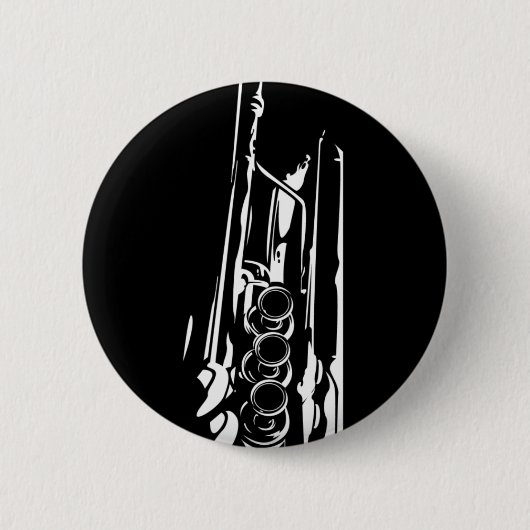 Abstrakte Jazz-Trompete-Silhouette Button (Vorderseite)