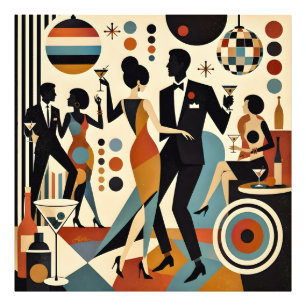 Abstrakte Jazzy Martinis und tanzende Cocktailpart Fotodruck