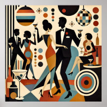 Abstrakte Jazzy Martinis und tanzende Cocktailpart