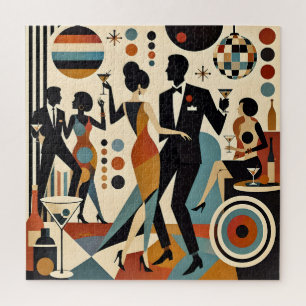 Abstrakte Jazzy Martinis und tanzende Cocktailpart Puzzle