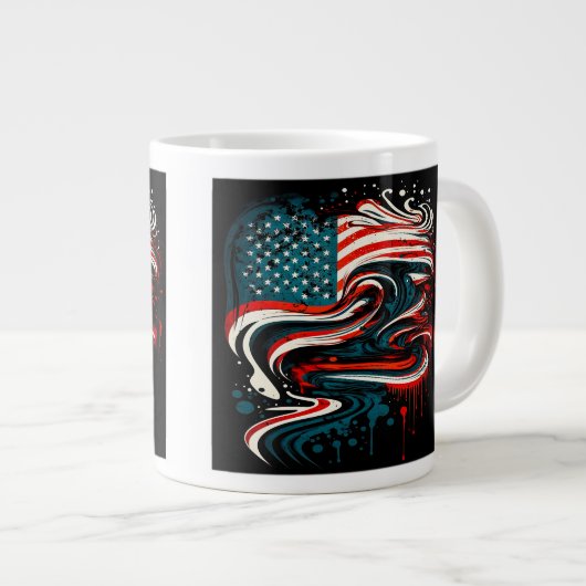 Abstrakte Jumbo-Tasse der amerikanischen Flagge (Vorderseite Rechts)