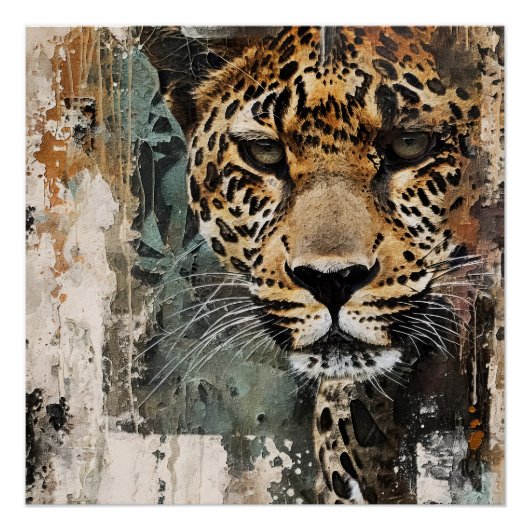 Abstrakte Jungle Cat Landschaft Poster (Vorderseite)