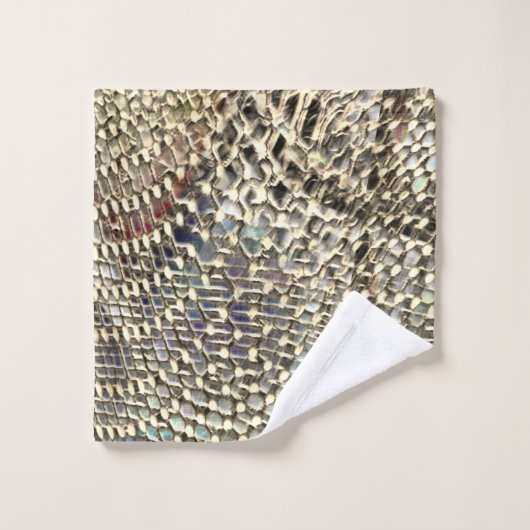 Abstrakte Jute mit leichter Metalltonschnur Badhandtuch Set (Waschlappen)