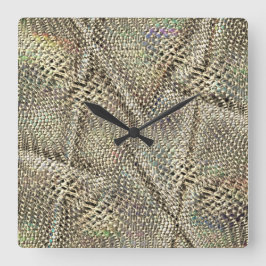 Abstrakte Jute mit leichter Metalltonschnur Quadratische Wanduhr