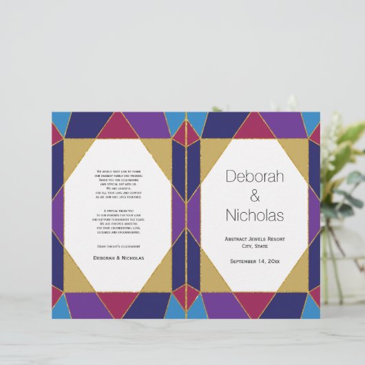 Abstrakte Juweletöne Modernes Hochzeitsprogramm (Stehend Vorderseite)