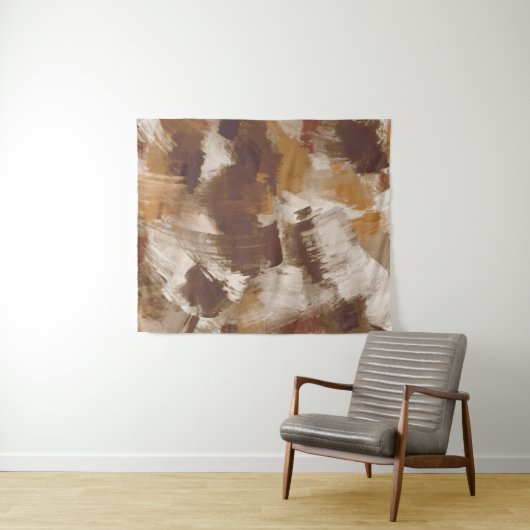 Abstrakte Kaffeefarben Paint Strokes Wandteppich (Beispiel (Horizontal))