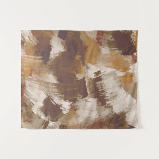 Abstrakte Kaffeefarben Paint Strokes Wandteppich (Vorderseite (Horizontal))