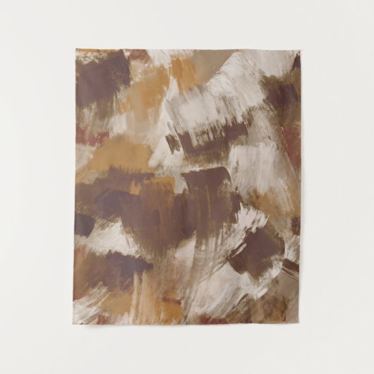 Abstrakte Kaffeefarben Paint Strokes Wandteppich (Vorderseite)