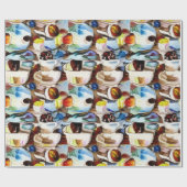 Abstrakte Kaffeekuchen Wasserfarben-Muster Geschenkpapier (Flach)