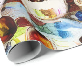 Abstrakte Kaffeekuchen Wasserfarben-Muster Geschenkpapier (Rolleneckpunkt)