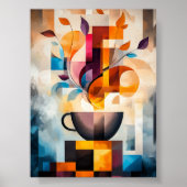 Abstrakte Kaffeekunst - Geometrischer Cup und Damp Poster (Vorne)