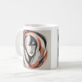 Abstrakte Kaffeemaschine, dunkelgoldbraun, Tasse (Vorderseite Links)