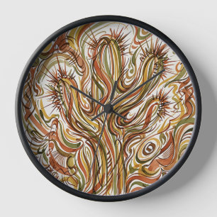 Abstrakte Kaktus-Wüsten-Tinte Moderne Kunstuhren Uhr