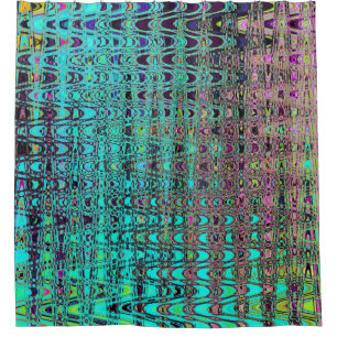 Abstrakte Kaleidoskopische Aqua Retro Boomerang Wa Duschvorhang