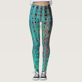 Abstrakte Kaleidoskopische Aqua Retro Boomerang Wa Leggings