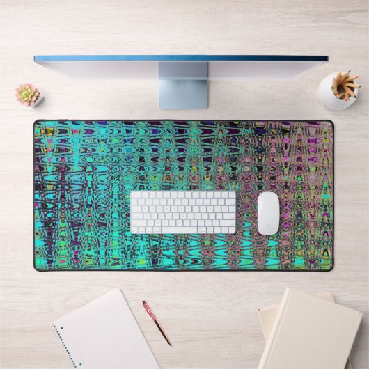 Abstrakte Kaleidoskopische Aqua Retro Boomerang Wa Schreibtischunterlage (Büro 1)