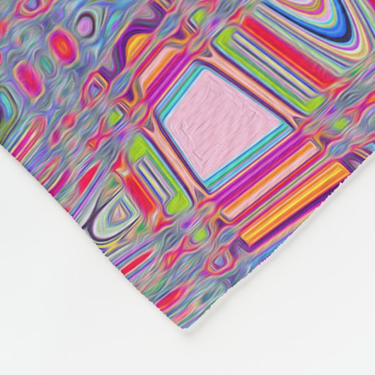 Abstrakte Kaleidoskopische Retro Boomerang Waves Fleecedecke (Ecke)