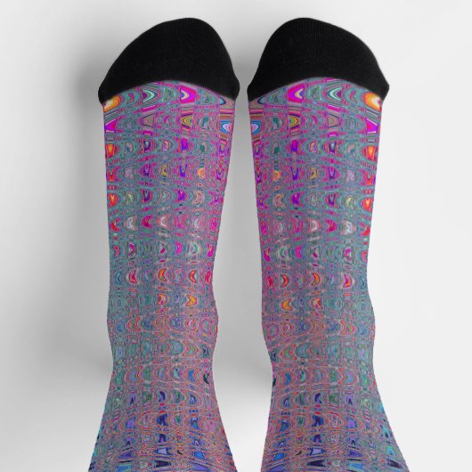 Abstrakte Kaleidoskopische Retro Boomerang Waves Socken (Oben)