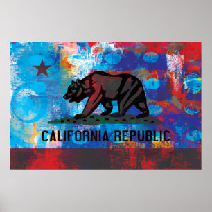 Abstrakte Kalifornien-Flagge Poster