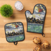 Abstrakte Karibik Beach Brick Art Ofenhandschuh & Topflappen-Set (Oben Unten)