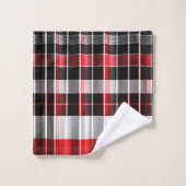 Abstrakte Karierte Kollektion aus Red Black Badhandtuch Set (Waschlappen)