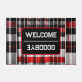 Abstrakte Karierte Kollektion aus Red Black Fußmatte (Vorderseite)