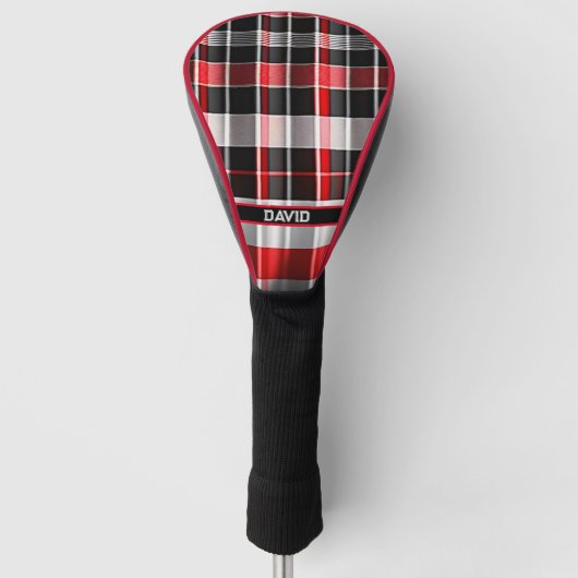 Abstrakte Karierte Kollektion aus Red Black Golf Headcover (Vorderseite)