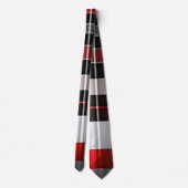 Abstrakte Karierte Kollektion aus Red Black Krawatte (Rückseite)